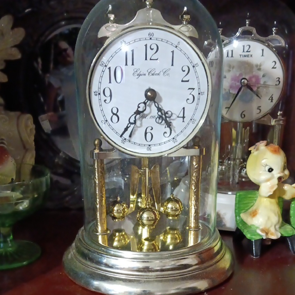 Elgin Clock Co. Gold and Silver Mantel Clock